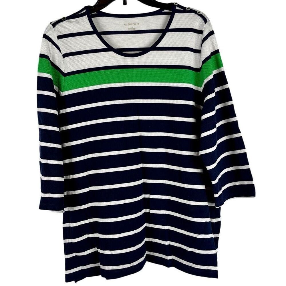 Allison Daley Stripe 3/4 Sleeve Blouse 2X